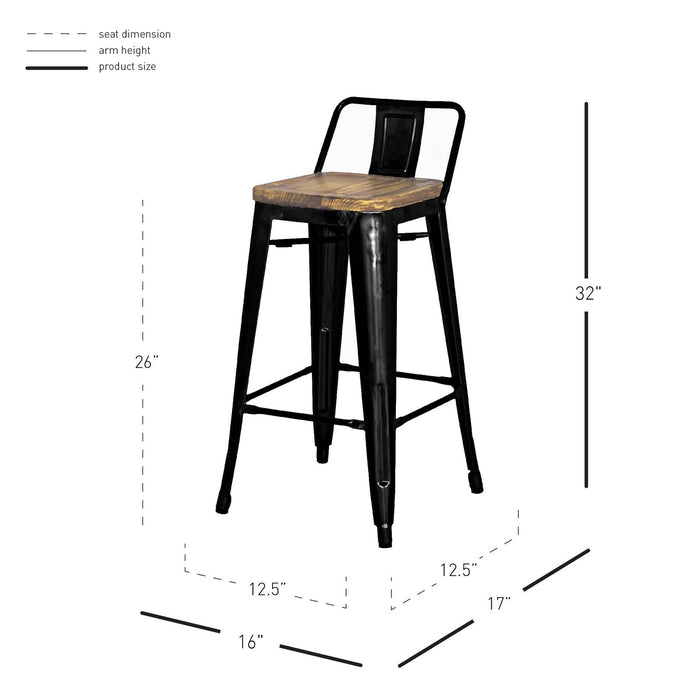 New Pacific Direct Metropolis Low Back Counter Stool, Set of 4 938533-B