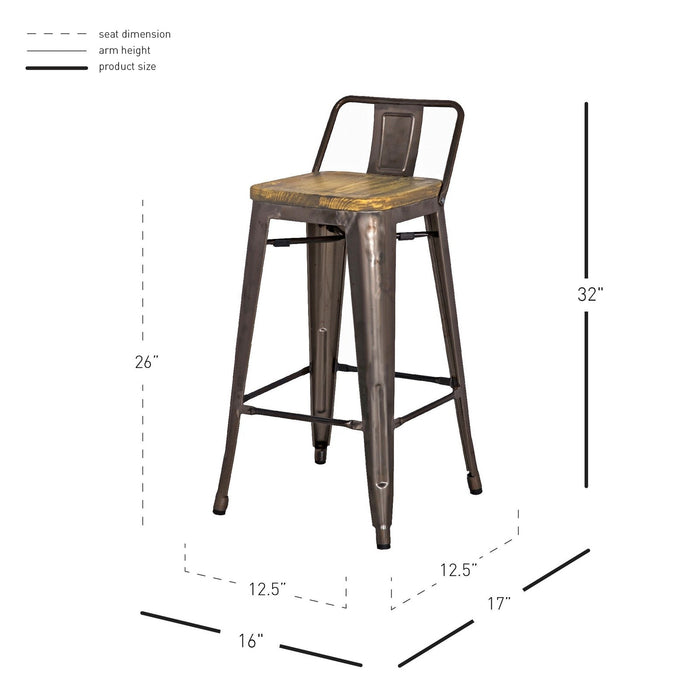 New Pacific Direct Metropolis Low Back Counter Stool, Set of 4 938533-GM