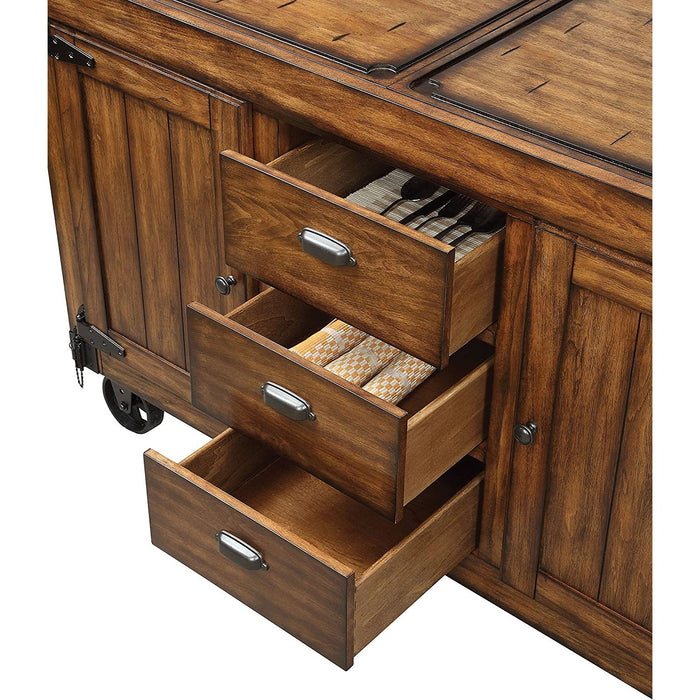 Acme Furniture Kabili Kitchen Cart in Antique Tobacco Finish 98186