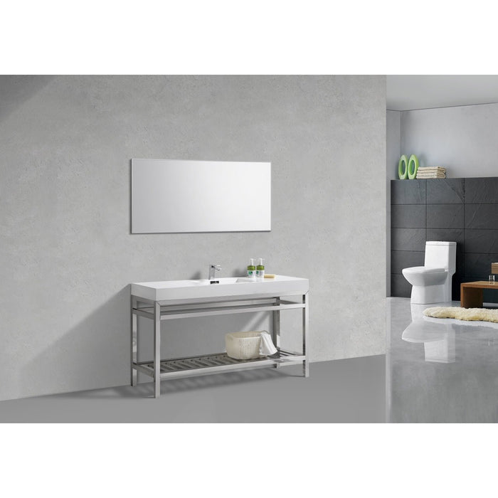 KubeBath Cisco 60" Stainless Steel Console with Acrylic Sink