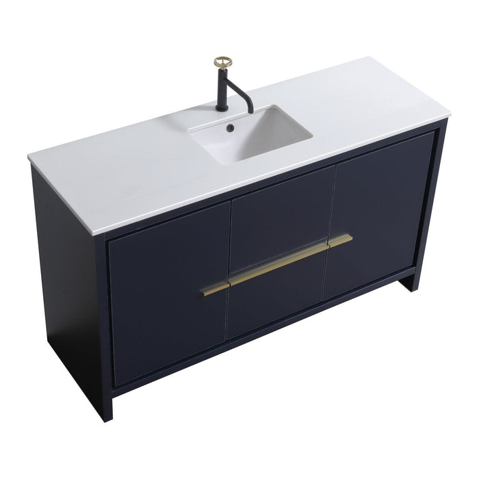 KubeBath Dolce 60" Modern Bathroom Vanity with White Quartz Counter-Top