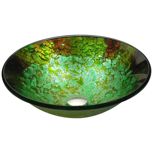 ANZZI Chrona Series 18" x 18" Deco-Glass Round Vessel Sink in Emerald Bust Finish with Polished Chrome Pop-Up Drain LS-AZ213