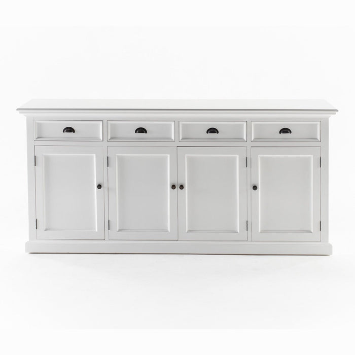 NovaSolo Halifax Buffet Hutch Unit with 4 Glass Doors in Classic White BCA610