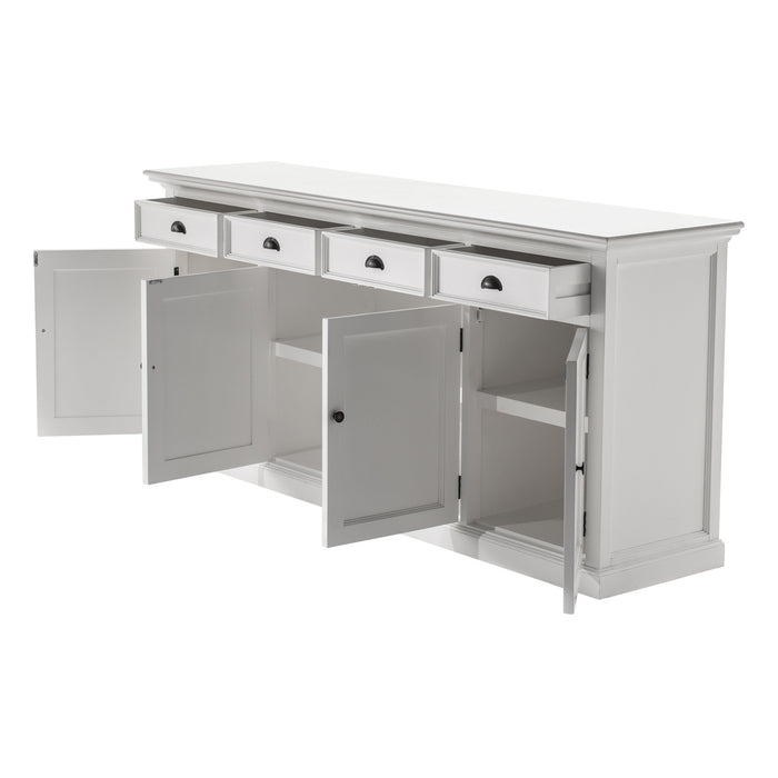 NovaSolo Halifax Buffet Hutch Unit with 4 Glass Doors in Classic White BCA610