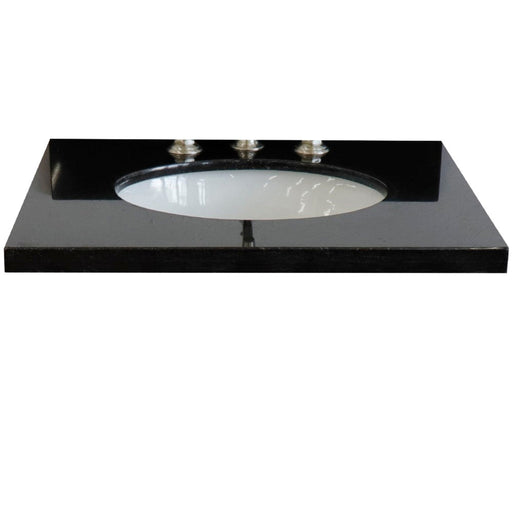 Bellaterra Home 25" x 22" Black Galaxy Three Hole Vanity Top With Undermount Oval Sink and Overflow