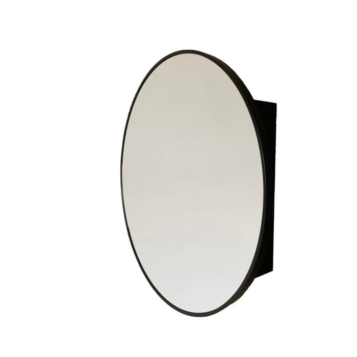 Bellaterra Home 26" Black Round Wall-Mounted Steel Framed Mirror Medicine Cabinet