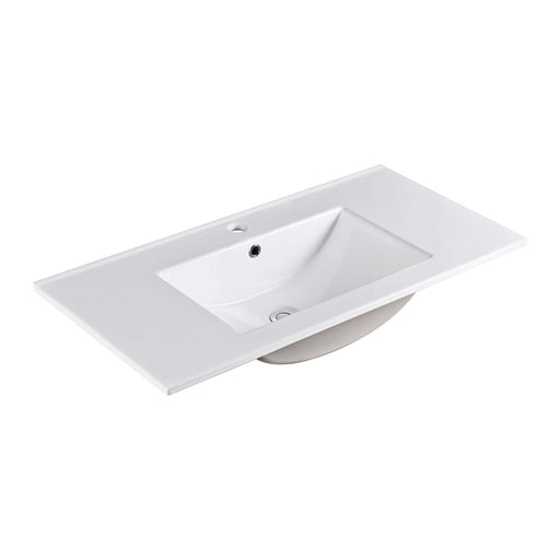 Bellaterra Home 36" x 18" Ceramic Single Hole Vanity Top With Integrated Rectangular Sink and Overflow