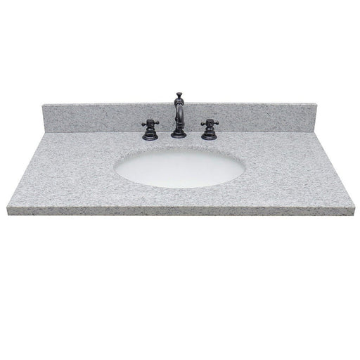 Bellaterra Home 37" x 22" Gray Granite Three Hole Vanity Top With Undermount Oval Sink and Overflow