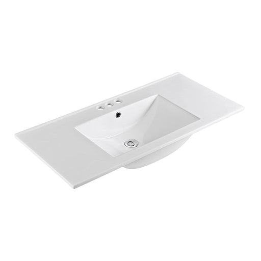 Bellaterra Home 48" x 18" Ceramic Three Hole Vanity Top With Integrated Rectangular Sink and Overflow