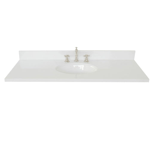 Bellaterra Home 49" x 22" White Quartz Three Hole Vanity Top With Undermount Oval Sink and Overflow