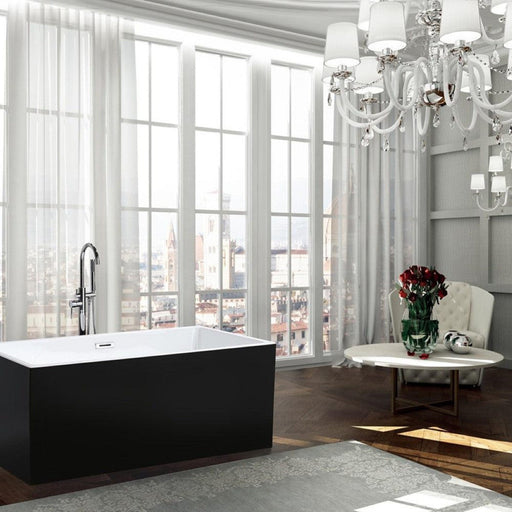 Bellaterra Home Brindisi 59" x 24" Glossy Black Rectangle Acrylic Freestanding Soaking Bathtub