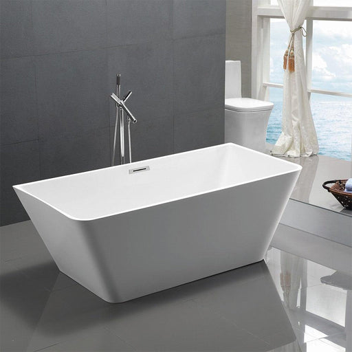 Bellaterra Home Brussels 67" x 24" Glossy White Rectangle Acrylic Freestanding Soaking Bathtub