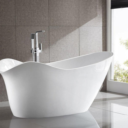 Bellaterra Home Colmar 69" x 31" White Oval Acrylic Freestanding Double Slipper Soaking Bathtub