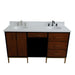 Bellaterra Home Imola 61" 2-Door 4-Drawer 2-Shelf Walnut and Black Freestanding Vanity Set With Ceramic Double Undermount Oval Sink and White Quartz Top