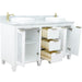 Bellaterra Home Trento 61" 4-Door 3-Drawer White Freestanding Vanity Set With Ceramic Double Vessel Sink and White Carrara Marble Top