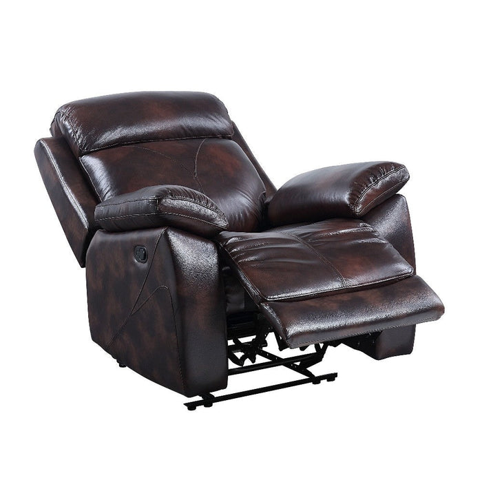 Benzara Leather Recliner Sofa With Pocket Coil Seating, Brown BM263583