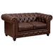 Benzara Loveseat With Button Tufted Backrest And Rolled Design Arms, Brown BM263135
