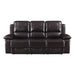 Benzara Meg 86 Inch Leather Recliner Sofa, Drop Down Table, Brown BM272076