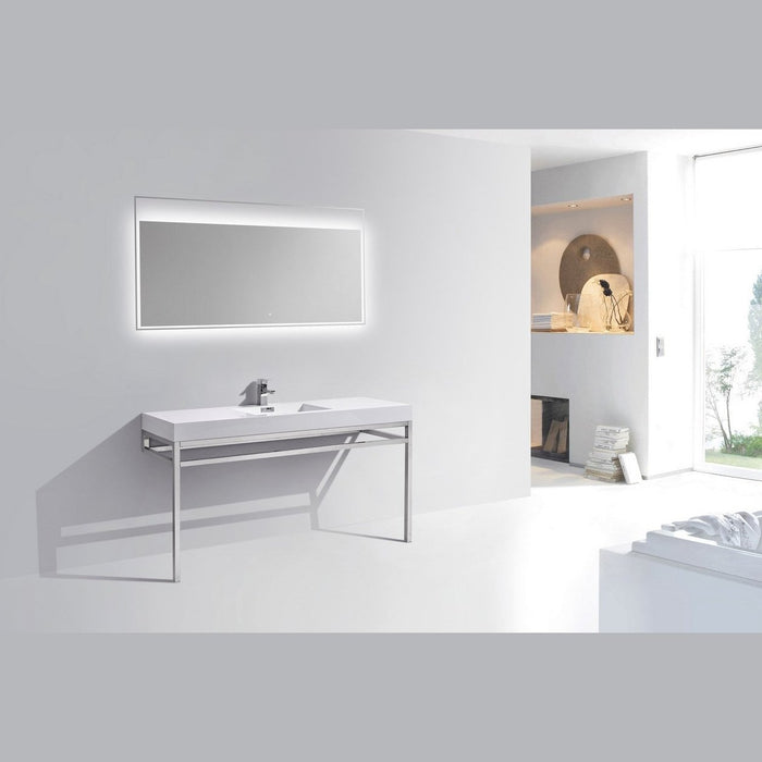 KubeBath Haus 60" Stainless Steel Console with White Acrylic Sink