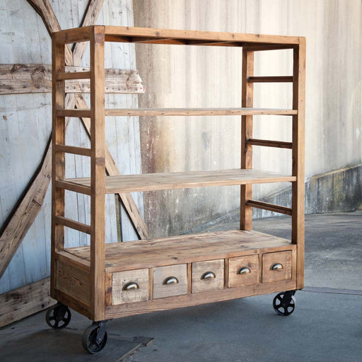 Park Hill Collection Pantry & Cafe Vintage-Style Rolling Factory Shelves EFT81937