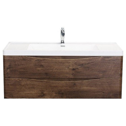 Eviva Smile 48" Wall Mount Modern Single Bathroom Vanity in Rosewood or White Oak Finish with White Integrated Acrylic Top