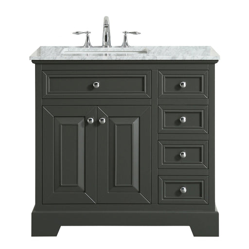 Eviva Monroe 36 in. Bathroom Vanity with White Carrara Marble Top & White Undermount Porcelain Sink