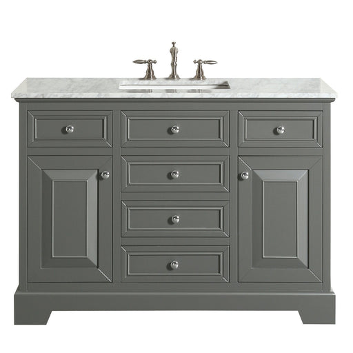 Eviva Monroe 48 in Bathroom Vanity with White Carrara Marble Top and White Undermount Porcelain Sink