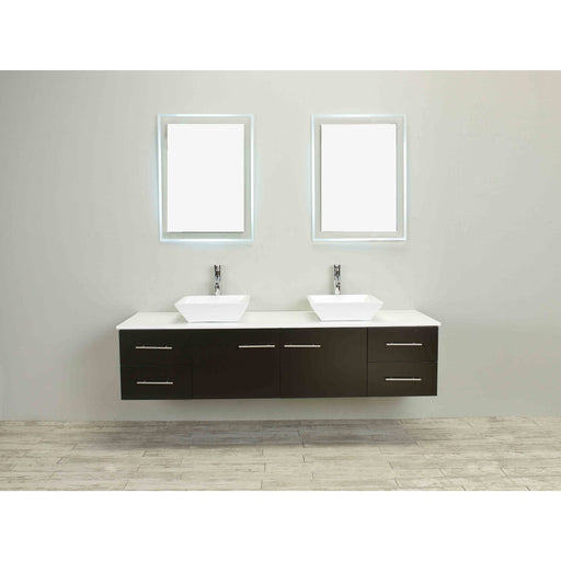 Eviva Totti Wave 72 inch Modern Double Sink Bathroom Vanity With Counter-Top And Double Sinks