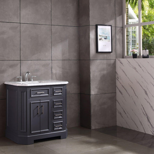 Eviva Glory 36" Bathroom Vanity with Carrara Marble Counter-top and Porcelain Sink