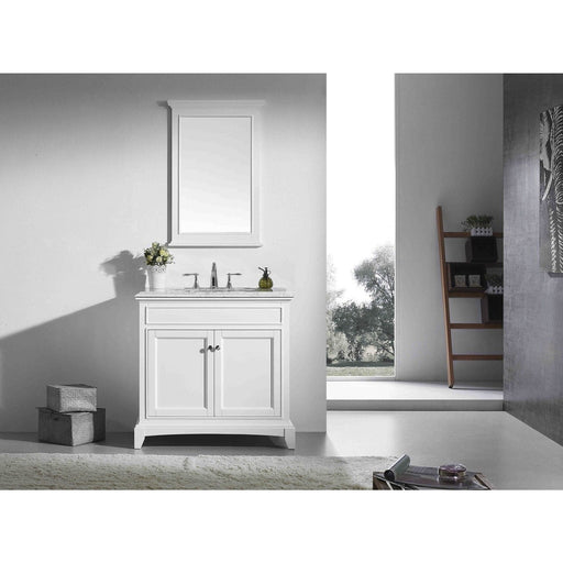 Eviva Elite Stamford 36" Solid Wood Bathroom Vanity Set with Double OG White Carrera Marble Top & White Undermount Porcelain Sink