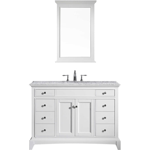 Eviva Elite Stamford 48" Solid Wood Bathroom Vanity Set with Double OG White Carrera Marble Top & White Undermount Porcelain Sink