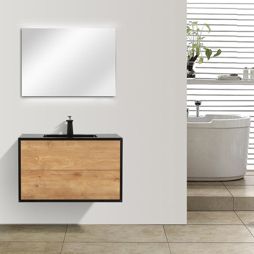 Eviva Vienna 36 in. Oak Wall Mount Bathroom Vanity with White Integrated Acrylic Sink