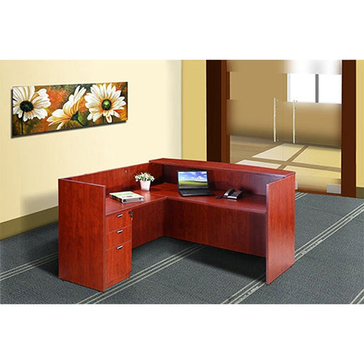Boss Office Products Holland Series 71 Inch Reception L-Shape Corner Desk with File Storage Pedestal, Cherry GROUPB-C
