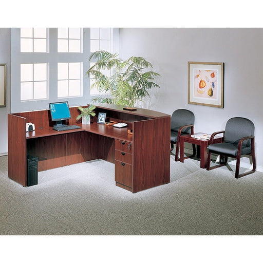 Boss Office Products Holland Series 71 Inch Reception L-Shape Corner Desk with File Storage Pedestal, Mahogany GROUPB-M