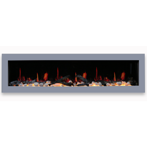 Gloria II 68" Smart Electric Fireplace with App Driftwood Log & River Rock - ZEF68XS, Silver