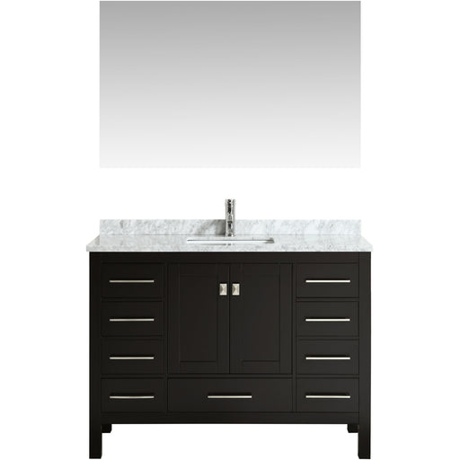 Eviva London 48" x 18" Transitional Bathroom Vanity in Espresso, Gray or White Finish with White Carrara Marble Countertop and Undermount Porcelain Sink
