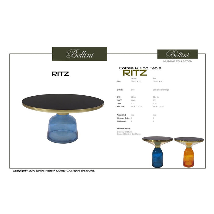 Bellini Modern Living Ritz End Table Dark Blue Base Ritz ET DKB