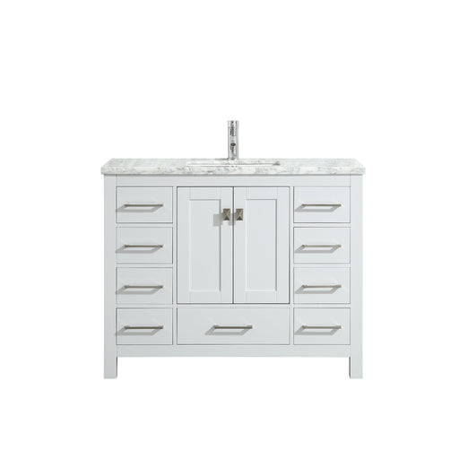 Eviva London 48" Transitional White bathroom vanity with white Carrara marble countertop