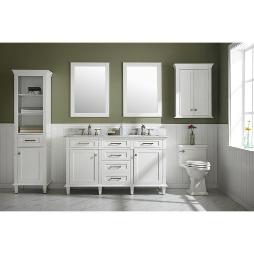 Legion Furniture 60" White Finish Double Sink Vanity Cabinet With Carrara White Top WLF2260D-W