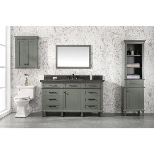Legion Furniture 60" Pewter Green Finish Single Sink Vanity Cabinet With Blue Lime Stone Top WLF2260S-PG