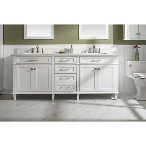Legion Furniture 80" White Double Single Sink Vanity Cabinet With Carrara White Quartz Top Wlf2280-Cw-Qz WLF2280-W
