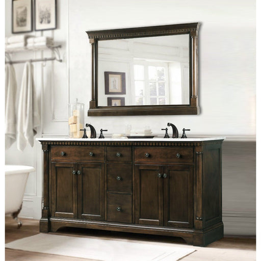 Legion Furniture 60" Antique Coffee Sink Vanity With Carrara White Top And Matching Backsplash Without Faucet WLF6036-60