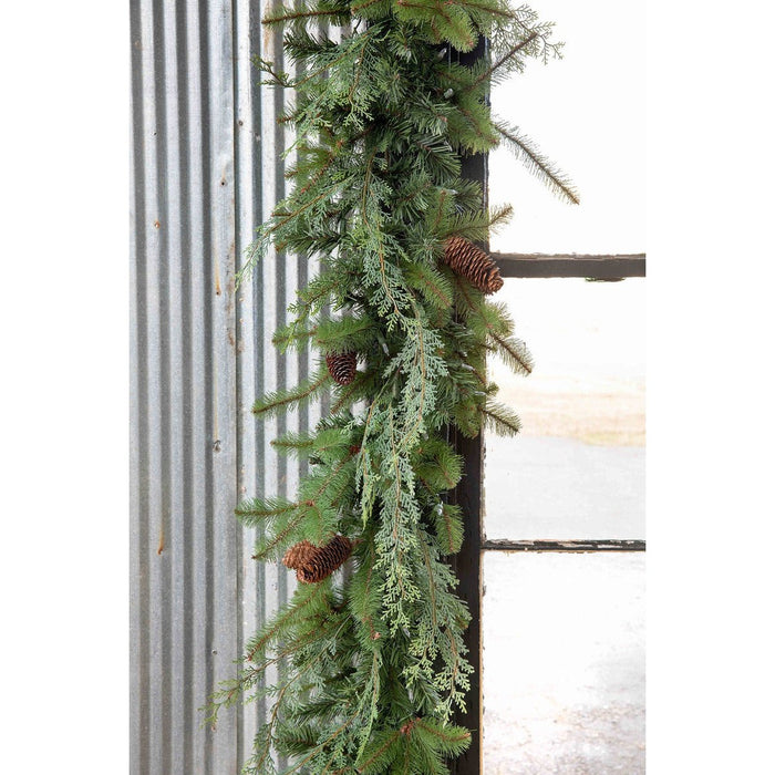 Park Hill Collection Tree Lot Mixed Evergreen Garland with LED Lights XPW90673