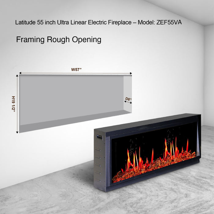 Latitude 55" Smart Electric Fireplace with Reflective Amber Glass - ZEF55VA