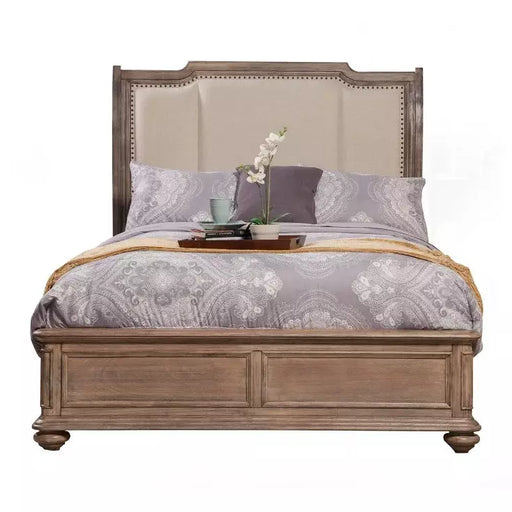 Alpine Furniture Melbourne California King Sleigh Bed w/Upholstered Headboard, French Truffle 1200-07CK