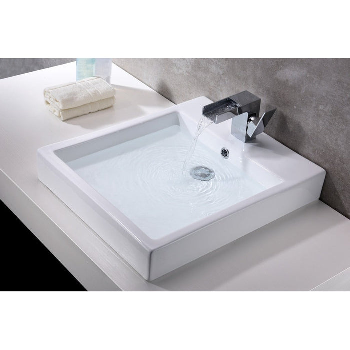 ANZZI Deux Series 18" x 22" Single Hole Rectangular Vessel Sink with Built-In Overflow in Glossy White Finish LS-AZ124