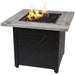 Endless Summer The Mason, 30" Square Gas Outdoor Fire Pit with Printed Wood Lat look Cement Resin Mantel GAD15300ES