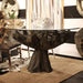 Harp & Finial JAKARTA LARGE DINING TABLE- GRAY | Gray Finish on Teak Wood Base with Round Beveled Edge Glass Top HFF24982