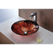 ANZZI Ore Series 18" x 18" Deco-Glass Round Vessel Sink in Lustrous Red and Black Finish with Polished Chrome Pop-Up Drain LS-AZ8109