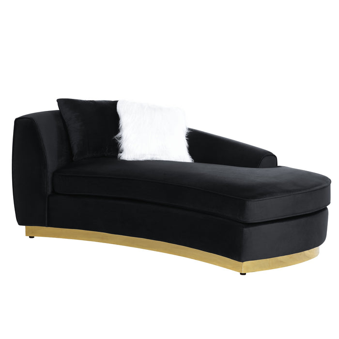 Acme Furniture Achelle Chaise W/2 Pillows in Black Velvet LV01048